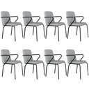 Ver imagem 1 de Kit 08 Cadeiras Estofada para Sala de Jantar com Braço Loft Preto C01 Courino Saturno Off White -