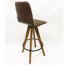 Ver imagem 5 de Kit 3 Banquetas Decorativa Gomada Marrom Base Giratória Madeira - Poltronas do Sul