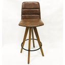 Ver imagem 2 de Kit 3 Banquetas Decorativa Gomada Marrom Base Giratória Madeira - Poltronas do Sul