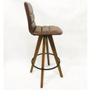 Ver imagem 4 de Kit 3 Banquetas Decorativa Gomada Marrom Base Giratória Madeira - Poltronas do Sul