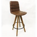 Ver imagem 3 de Kit 3 Banquetas Decorativa Gomada Marrom Base Giratória Madeira - Poltronas do Sul