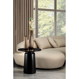 Mesa Redonda de Apoio Auxiliar Lateral Decorativa Costa 60cm:preto/fosco - 2