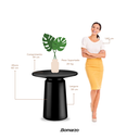 Ver imagem 3 de Mesa Redonda de Apoio Auxiliar Lateral Decorativa Costa 60cm:preto/fosco