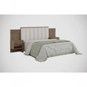 Ver imagem 1 de Cabeceira para Cama de Casal Ripada Irís Estofada com 2 Mesas de Cabeceira D' Doro Castanho/ripado