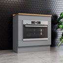 Ver imagem 1 de Balcão Americana Modulado com Espaço para Forno Embutido 1 Prateleira MDF 80cm Cinza Móveis Henn