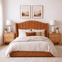 Ver imagem 1 de Cabeceira para Cama Box Estofada Zoe Decorativa Moderna Curva Solteiro 90 Cm Boucle Terracota