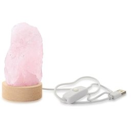 Mini Luminária Quartzo Rosa Led Colorido - Base de Madeira - 5