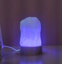 Ver imagem 3 de Mini Luminária Quartzo Rosa Led Colorido - Base de Madeira