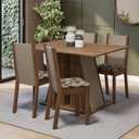 Ver imagem 1 de Conjunto Sala de Jantar Mesa Tampo de Madeira 4 Cadeiras Rustic/crema/bege Marrom Sophie Madesa