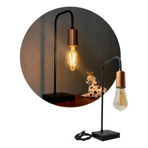 Abajur Luminária Curvado de Mesa Preto Cobre de Alumínio e Bivolt Soquete E27