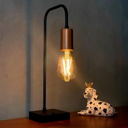 Abajur Luminária Curvado de Mesa Preto Cobre de Alumínio e Bivolt Soquete E27 - 5