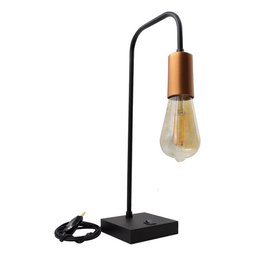 Abajur Luminária Curvado de Mesa Preto Cobre de Alumínio e Bivolt Soquete E27 - 7
