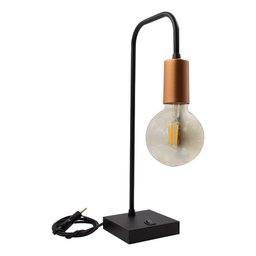 Abajur Luminária Curvado de Mesa Preto Cobre de Alumínio e Bivolt Soquete E27 - 6