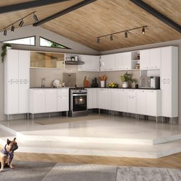 Armário de Cozinha Modulada 12 Pçs com Balcão de Pia Siena Multimóveis Mp2240 Branco - 2