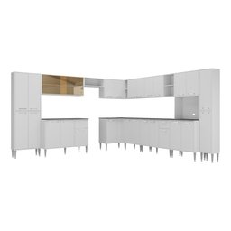Armário de Cozinha Modulada 12 Pçs com Balcão de Pia Siena Multimóveis Mp2240 Branco - 8