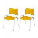 Ver imagem 1 de Cadeira Iso Base Branco , Escritório Amarelo Kit 2 Un