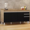Ver imagem 2 de Balcão Gabinete para Pia com Tampo 160cm Arkansas Castanho/Preto - Lumil