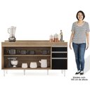 Ver imagem 5 de Balcão Gabinete para Pia com Tampo 160cm Arkansas Castanho/Preto - Lumil