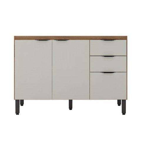 Balcão de Cozinha 03 Portas 02 Gavetas 120cm Firenze Amêndola Nude Prime Tx Demóbile