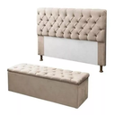 Ver imagem 1 de kit Cabeceira E Calçadeira Baú solteiro bege 0,90 cm Sofia Suede