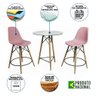 Mesa Bistrô Eames Eiffel Vidro com 2 Banquetas Rosas de Madeira - 6