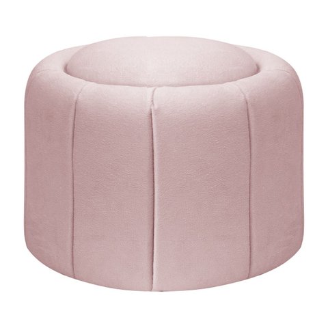 Puff Redondo Orgânico Resistente Flora 45x45 Bouclê - Sofa Store:bouclê Rosa Bebê