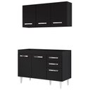 Ver imagem 1 de Armário Aéreo Honduras e Balcão Gabinete sem Tampo 120cm Suécia Preto - Lumil