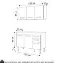 Ver imagem 4 de Armário Aéreo Honduras e Balcão Gabinete sem Tampo 120cm Suécia Preto - Lumil