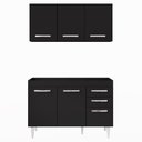 Ver imagem 7 de Armário Aéreo Honduras e Balcão Gabinete sem Tampo 120cm Suécia Preto - Lumil