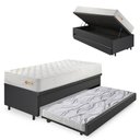 Ver imagem 1 de Bicama Box Baú Courino Linho 88x188 com Colchão Ecoline D33 Ecoflex