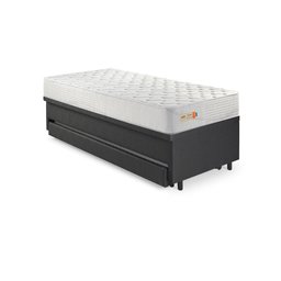 Bicama Box Baú Courino Linho 88x188 com Colchão Ecoline D33 Ecoflex - 4