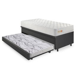 Bicama Box Baú Courino Linho 88x188 com Colchão Ecoline D33 Ecoflex - 9