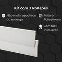 Ver imagem 5 de Kit 3 Rodapé Poliestireno 10cm X 2m Acabamento Moderno