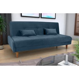 Sofá Cama Blanca 3 Lugares Sala Premium Veludo Azul Matrix - 2
