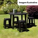 Ver imagem 3 de Mesa Redonda Desmontável de Plástico 94cm Preta + 2 Banquetas Empilháveis