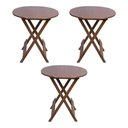 Ver imagem 1 de Kit 3 Mesas Redondas Dobráveis em Madeira Maciça 70x70 Ideal para Bares e Restaurantes - Imbuia