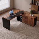 Ver imagem 1 de Escrivaninha Mesa Escritório Diretor em L 170x155cm com Armário e Gavetas Yescasa Preto