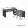 Escrivaninha Mesa Escritório Diretor em L Escrivaninha com Armário e Gavetas – Tampo Bicolor Yescasa - 3