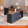 Escrivaninha Mesa Escritório Diretor em L Escrivaninha com Armário e Gavetas – Tampo Bicolor Yescasa - 5