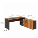 Ver imagem 3 de Escrivaninha Mesa Escritório Diretor em L 170x155cm com Armário e Gavetas Yescasa Preto