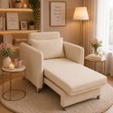 Ver imagem 1 de Poltrona Extensivel Confortável 125cm Daiana Suede Bege Império Decor