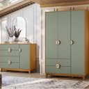 Ver imagem 1 de Kit Guarda Roupa Ipê com Comoda Ipê com Pés Madeira Maciça Cinamomo/salvia