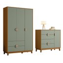 Ver imagem 2 de Kit Guarda Roupa Ipê com Comoda Ipê com Pés Madeira Maciça Cinamomo/salvia