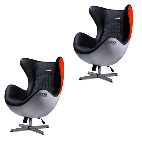 Kit 2 Poltronas Decorativas Egg Chair MP4 SN 88 Branco/Vermelho - Gran Belo