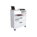 Ver imagem 1 de Mesa de Cabeceira Branca 50cm 2 Gavetas Mdf Quarto Gaveteiro Puxador Arquivo-com Rodinhas (montado)