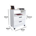 Ver imagem 2 de Mesa de Cabeceira Branca 50cm 2 Gavetas Mdf Quarto Gaveteiro Puxador Arquivo-com Rodinhas (montado)