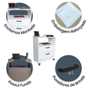 Ver imagem 4 de Mesa de Cabeceira Branca 50cm 2 Gavetas Mdf Quarto Gaveteiro Puxador Arquivo-com Rodinhas (montado)