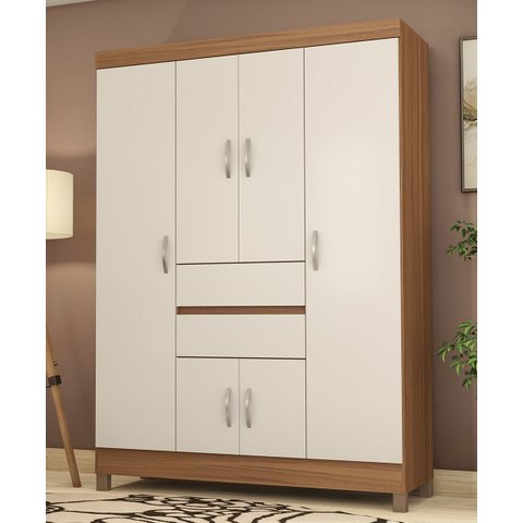 Guarda Roupa Roupeiro Solteiro 62020 06 Portas 02 Gavetas Ecom II Amendola Touch Off White Demóbile