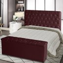 Ver imagem 1 de Kit Cabeceira de Cama Box e Calçadeira Baú Paris Queen 160 Cm Capitonê Courino Bordo Eli Móveis e de