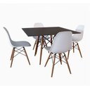 Ver imagem 1 de Conjunto Mesa Jantar Quadrada Eiffel 90cm Preto Mdf + 4 Cadeiras Charles Eames Brancas